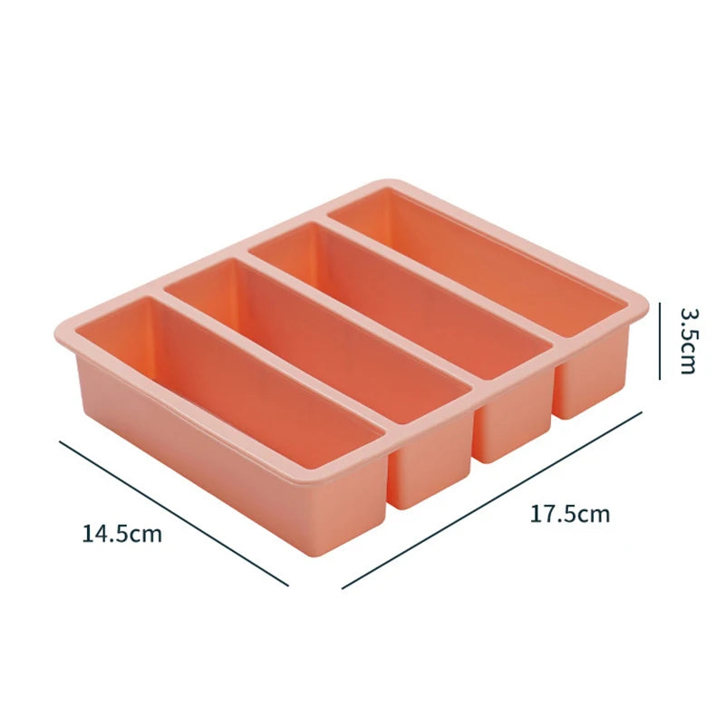 1Pc Giant Storage For Food Meal Sauce With Lid Silicone Freezer Trays Extra Large Soup Ice 4 Cubes Tray Food Freezing Molds