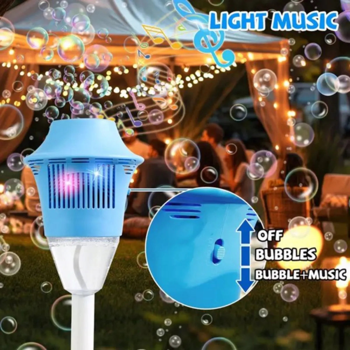 Automatic Bubble Maker with Music and Lights Colorful Bubble Machine Adjustable Height Stand Blaster Outdoor Fun Toy for Wedding