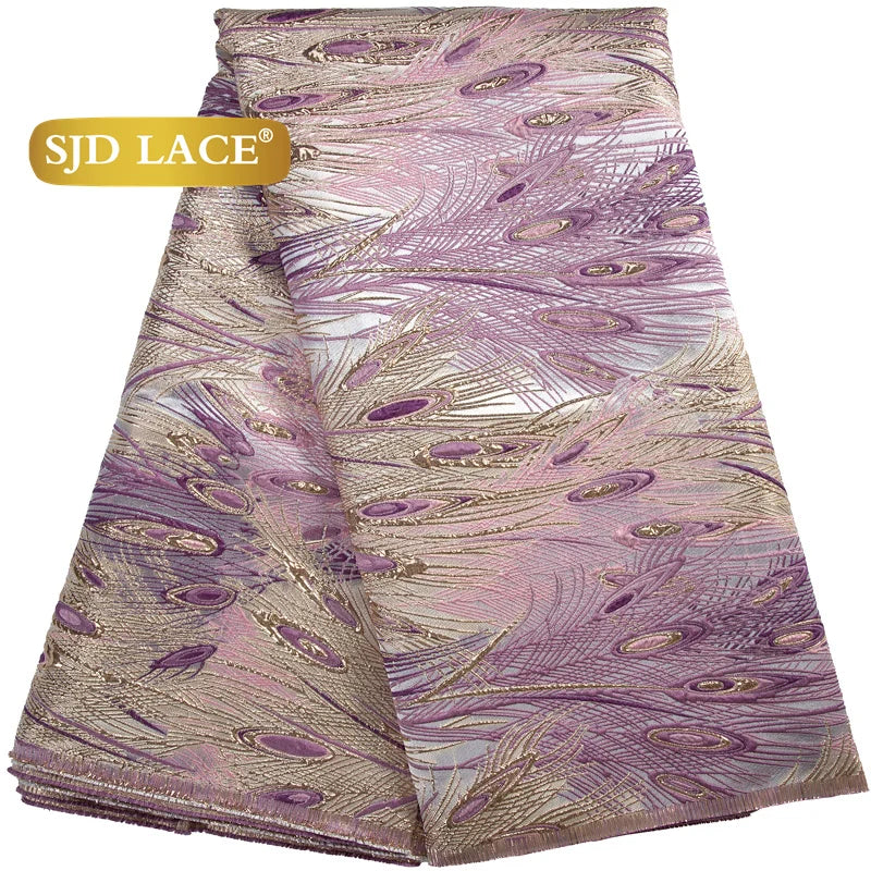 SJD LACE African Lace Fabric 2026 High Quality French Gild Brocade Jacquard Lace Fabric For Women Wedding Party Dresses Sew 3464