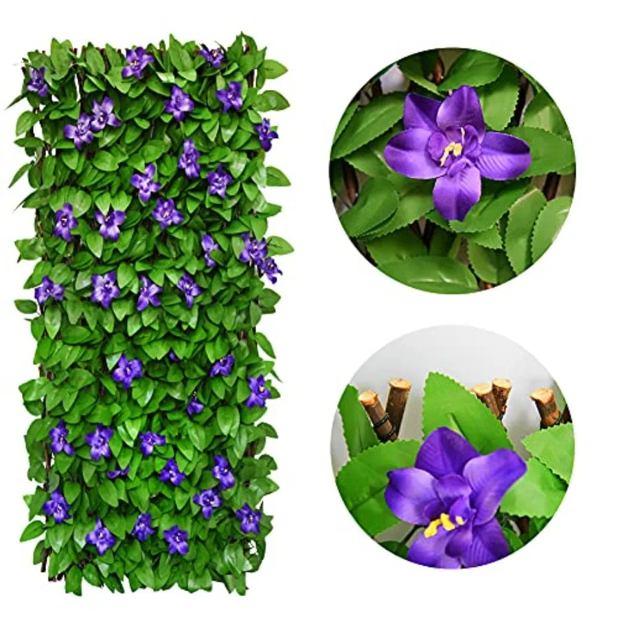 Expandable Fence Privacy Screen for Balcony Patio OutdoorDecorative Faux Ivy Fencing Panel Artificial Hedges Single Sid