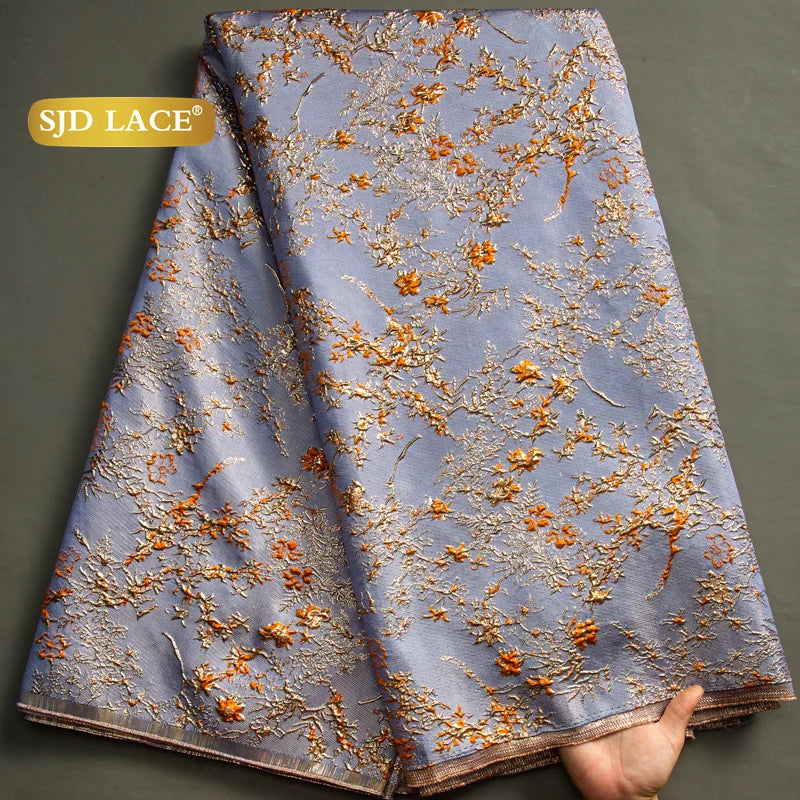SJD LACE African Lace Fabric 2026 High Quality French Gild Brocade Jacquard Lace Fabric For Women Wedding Party Dresses Sew 3464