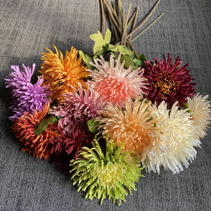73cm Single Branch Dragon Claw Chrysanthemum Artificial Silk Flowers Home Interior Decor Wedding Floral Arrangement Materials