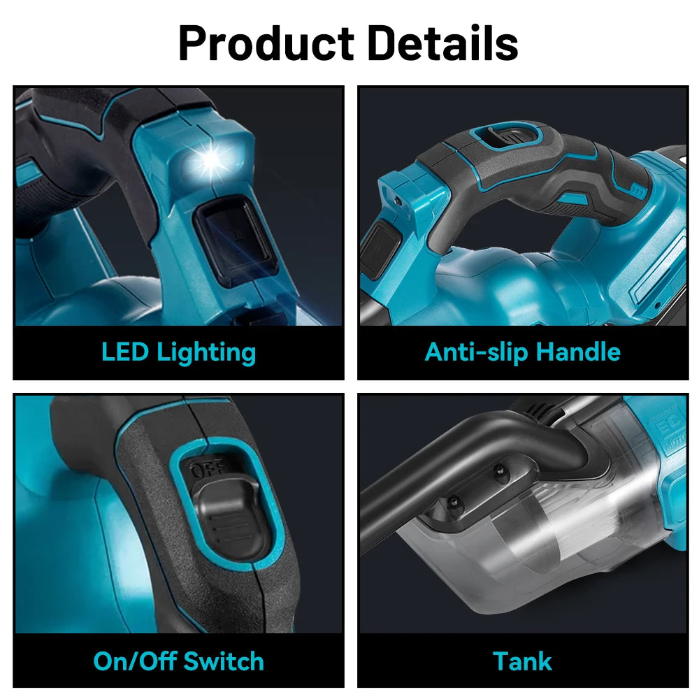 Electric Vacuum Cleaner Cordless Portable Handheld Power Vacuum Cleaner Multi-function Dust Cleaning Tool For Makita 18v Battery