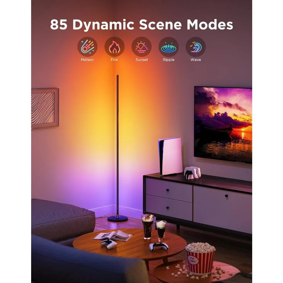 RGBIC Floor Lamp Basic LED Corner Lamp Works with Alexa 1000 Lumen Smart Modern Floor Lamp with Music Sync and 16 Million DIY C