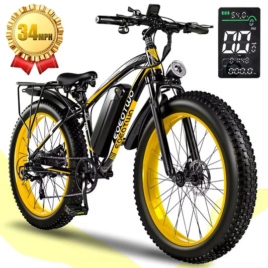EOEOTWO 1500W Fat Tire Electric Bike for Adults 26"x4.0 All Terrain Ebike 34MPH Fast Mountain E-Bike 48V Long Range Snow Beach Bicycle