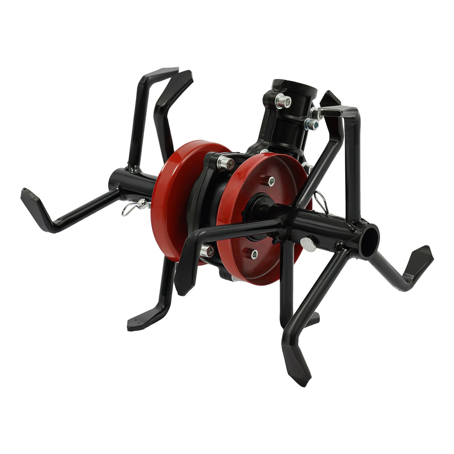 6-Claw Cultivator Wheel 26x9, Aluminum+45# Steel Garden Wheel for Loose Soil & Mowing Grass Spray Painting Black