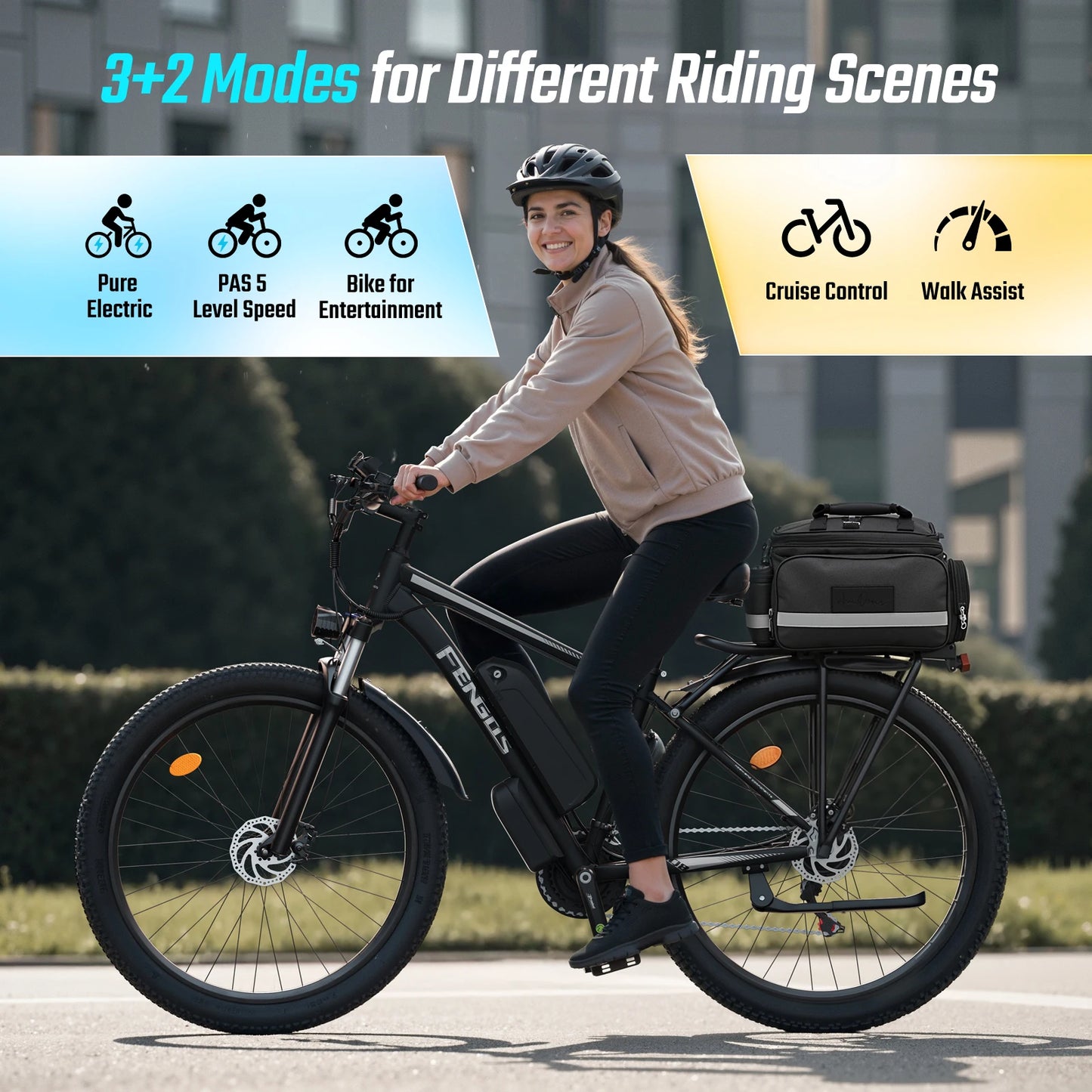 FENGQS Q8 2000W dual motor electric bicycle 48V 840WH 80 mile range 32MPH 27.5-inch all terrain dual disc brake shock absorption