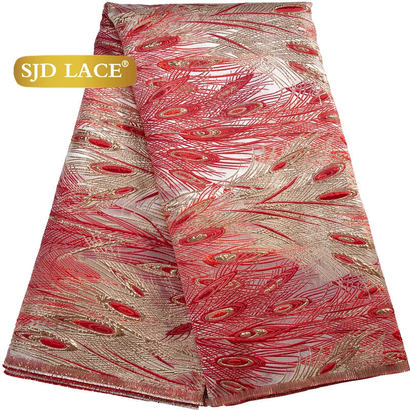 SJD LACE African Lace Fabric 2026 High Quality French Gild Brocade Jacquard Lace Fabric For Women Wedding Party Dresses Sew 3464