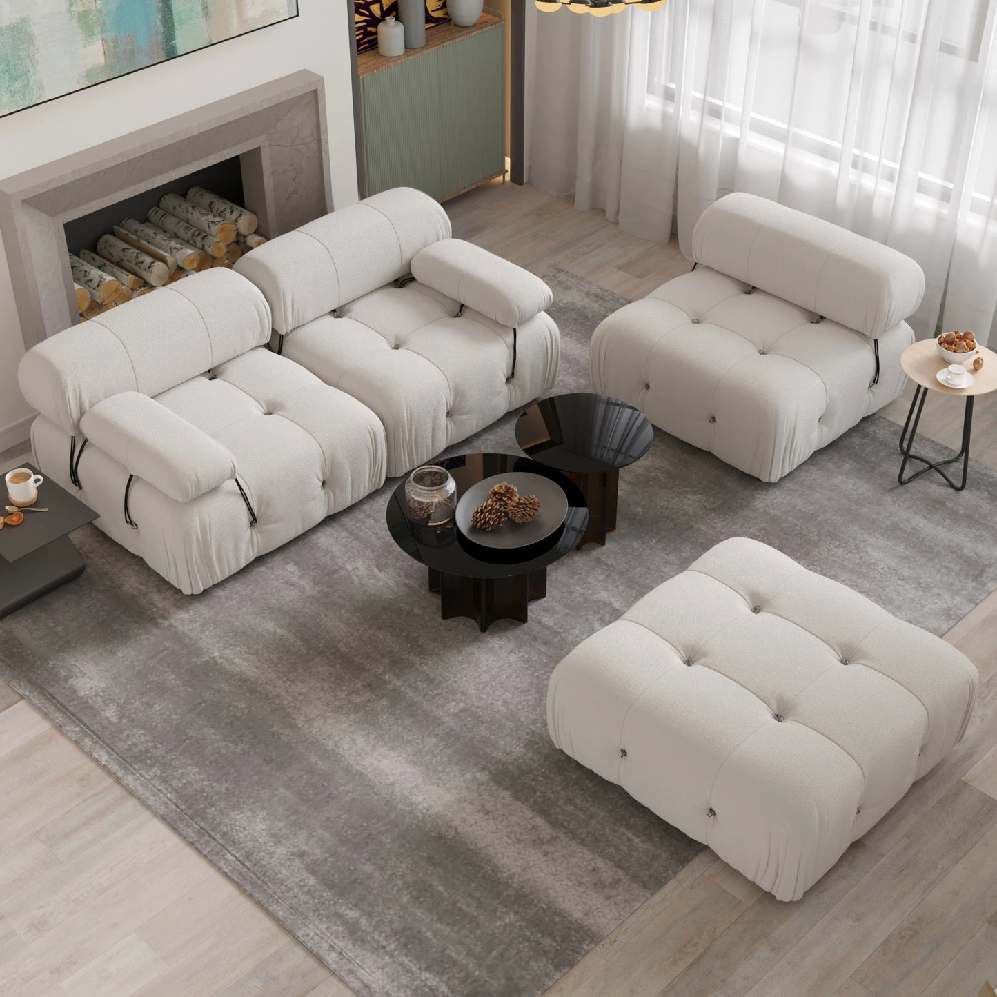 Sdorens Sectional Sofa Living Room Sofas L-Shaped Velvet Couch with Reversible Ottoman Convertible Modern Design Couch Sofa