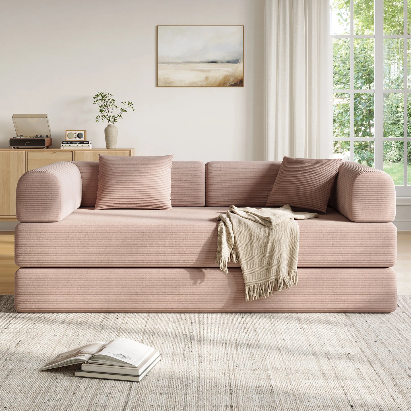Convertible Floor Sofa Bed with Fixed-Shape Frame,  5-in-1 DIY Combination Modular Sofa,  for Living Room Bedroom Playroom