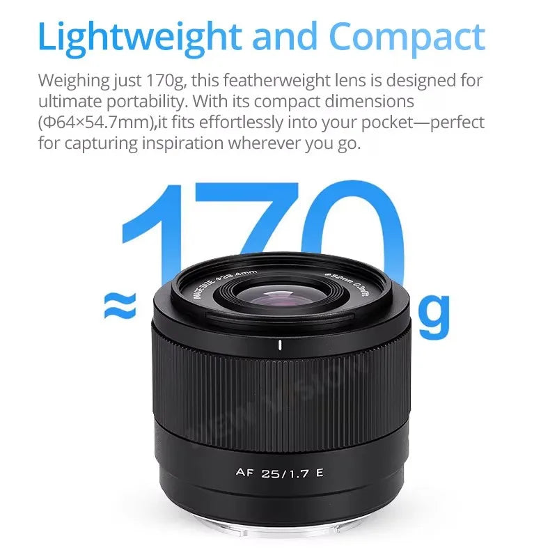 Viltrox AF 25mm F1.7 APS-C Mirrorless Camera Auto Lens for Sony E Nikon Z Z30 Z50 Fujifilm XF X-T4 Fujifilm XF X-T30ii X-Pro3
