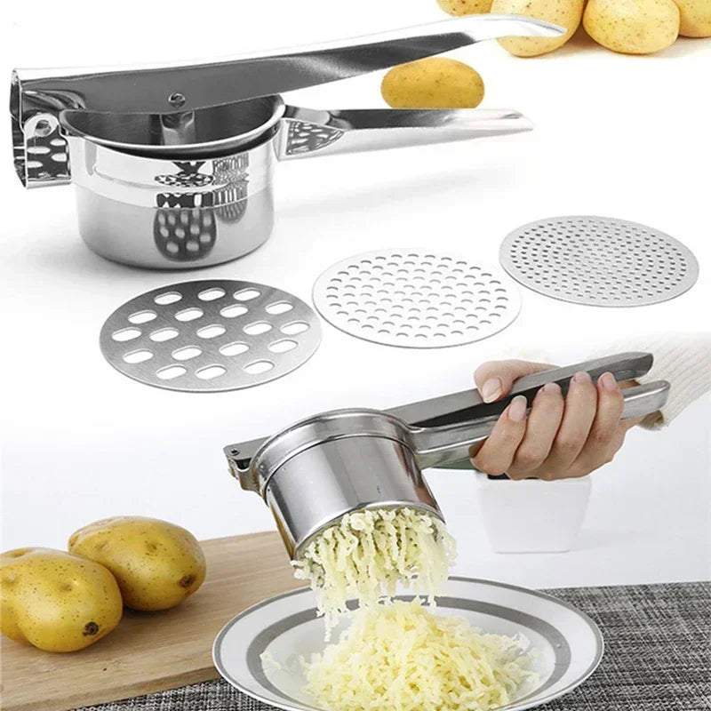 Masher RicerPress Mashed Potatoes Stainless Steel CrushingPuree Fruit Vegetable SqueezerJuicer Press Maker Kitchen Tools cooking