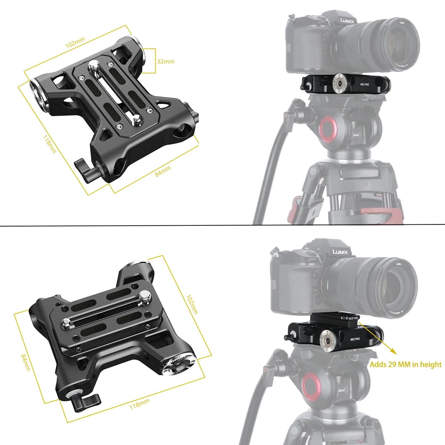 NICEYRIG Camera Baseplate with Rosette Mount 15mm Rod Base Plate Applicable for Sony FS5 FS7 FX9, RED DSMC2 KINEFINITY Cinema
