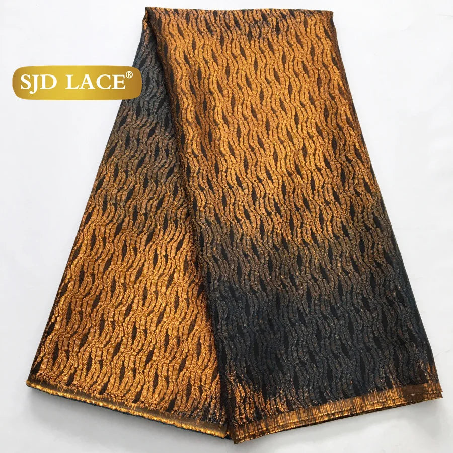 SJD LACE African Brocade Lace Fabrics Nigerian Damask 2025 Latest French Jacquard Gilded Women Lace for Wedding Dresses Sew 3466