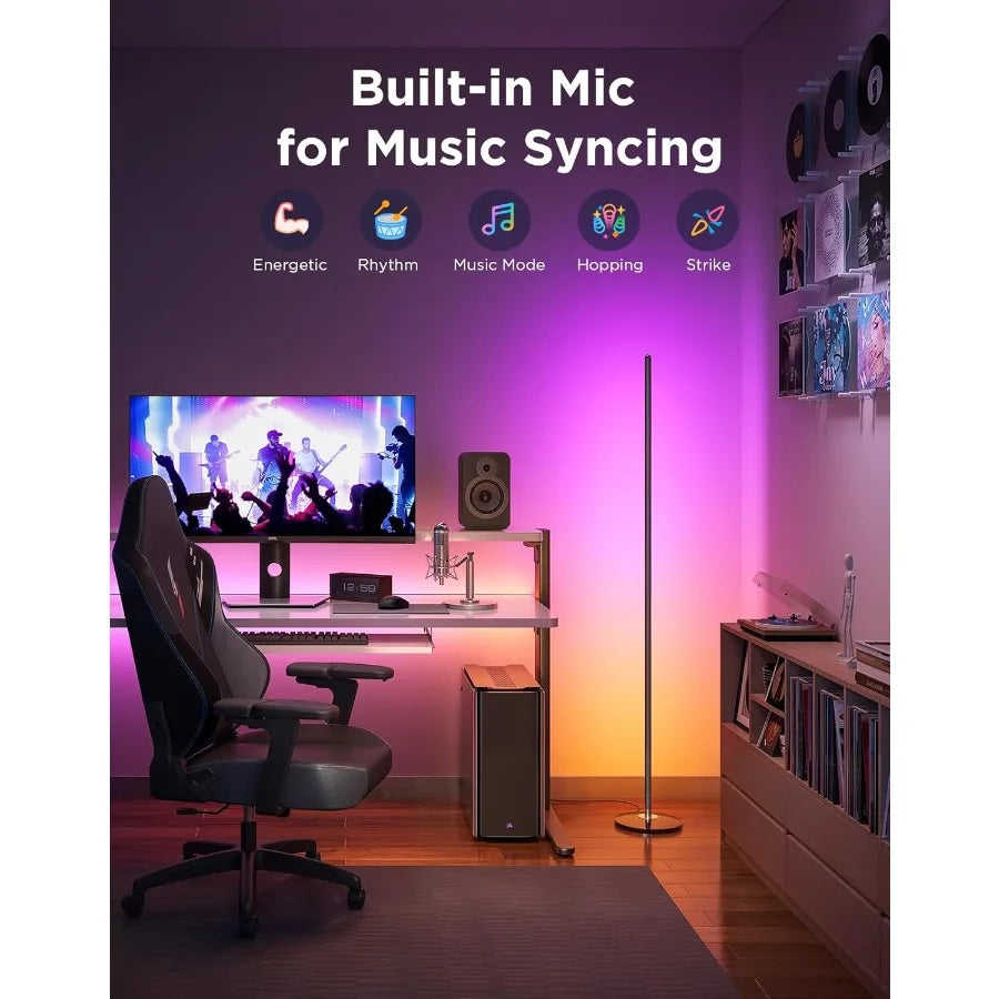RGBIC Floor Lamp Basic LED Corner Lamp Works with Alexa 1000 Lumen Smart Modern Floor Lamp with Music Sync and 16 Million DIY C