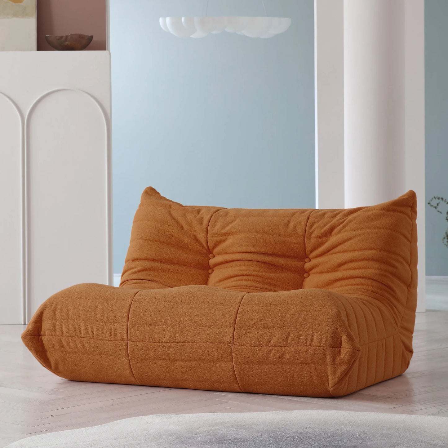 Teddy Fabric Bean Bag Sofas Comfy Lazy Floor Sofa Couch Soft Lounge Chairs Foam-Filled Accent Chair for Living Room Bedroom