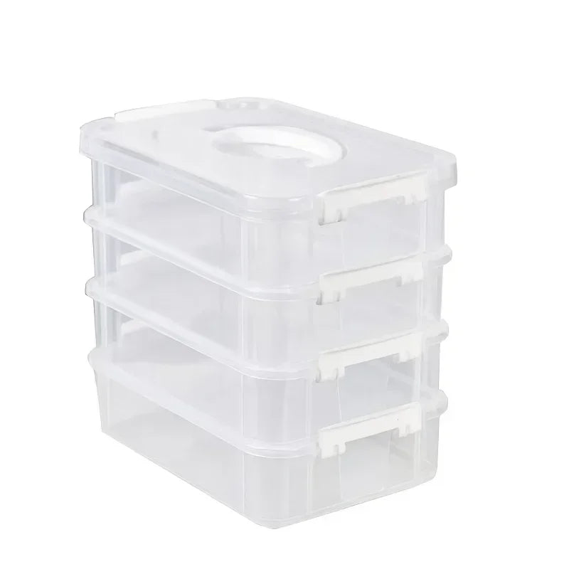 4 Layers Stackable Desk Storage Organizer Transparent Plastic Makeup Organizer Box Durable Jewelry Container Bins Drawer Table