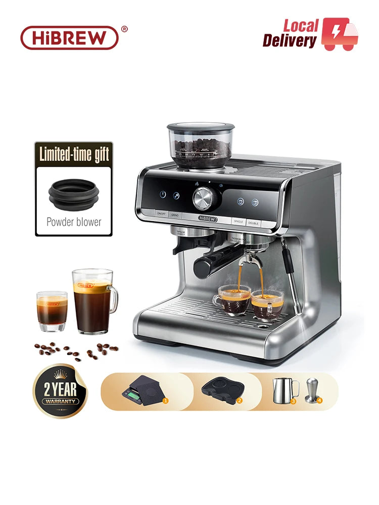 HiBREW  Barista Pro 20Bar Bean to Espresso,Cafetera  Commercial Level Coffee Machine with Full Kit for Cafe Hotel Restaurant H7