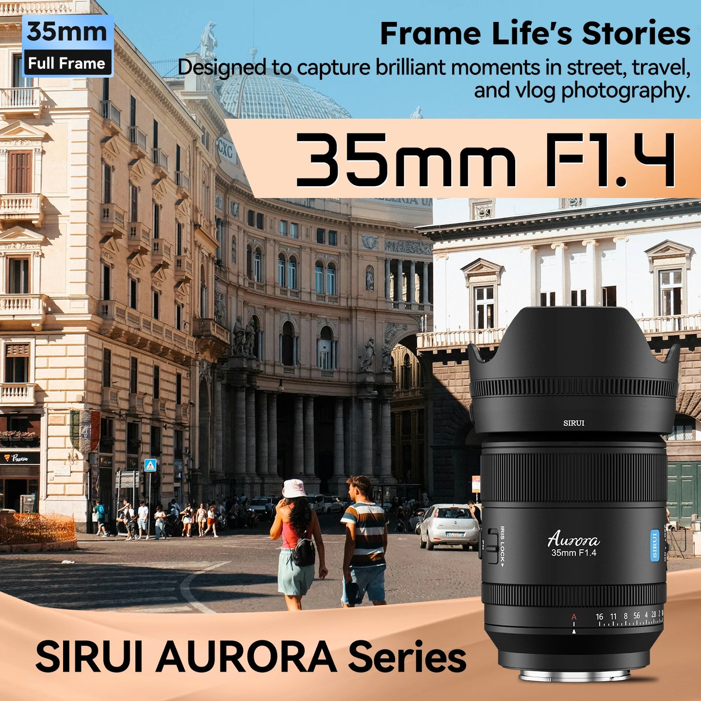 SIRUI Aurora 35mm 85mm F1.4 Full frame Auto focus Lens AF/MF Focus Switch Pro Prime Camera Lens For Sony E,FUJI X, NIKON Z, L