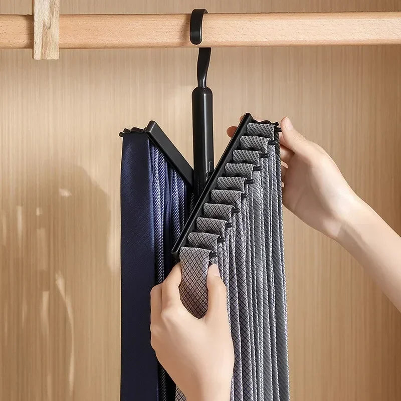 Tie Hanger Rotatable Necktie Storage Rack Clothes Hanger Organizer 20 Rows Large Capacity Belt Hooks Closet Skidproof Tie 2030