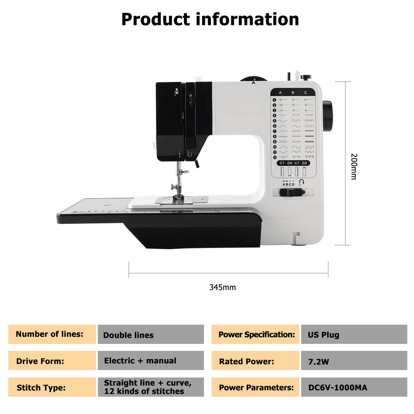 12 Stitches Mini Electric Sewing Machine with Sewing Table and 113PCS Sewing Kit Multifunctional base design
