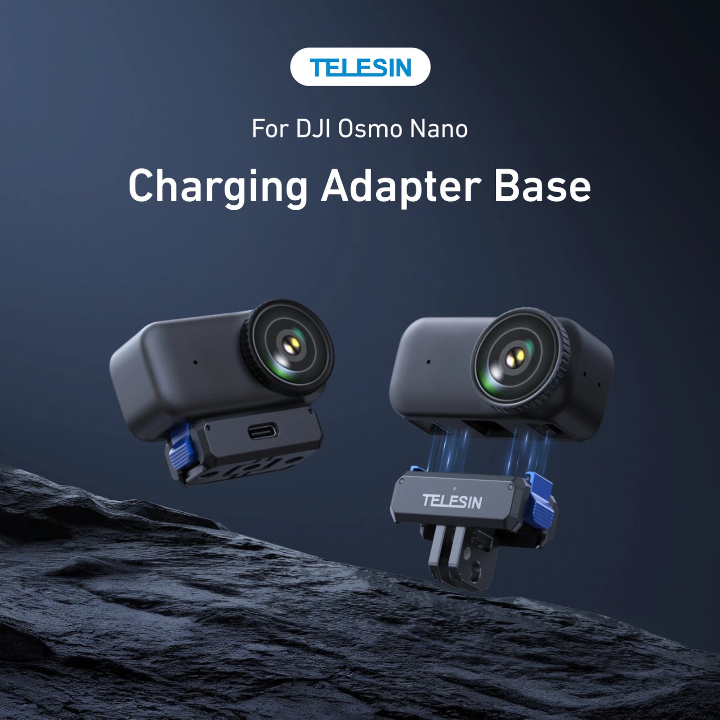 TELESIN Magnetic Quick-Release Charging Adapter Mount for DJI Osmo Nano Foldable Two Claw Adapter Base for DJI Osmo Nano