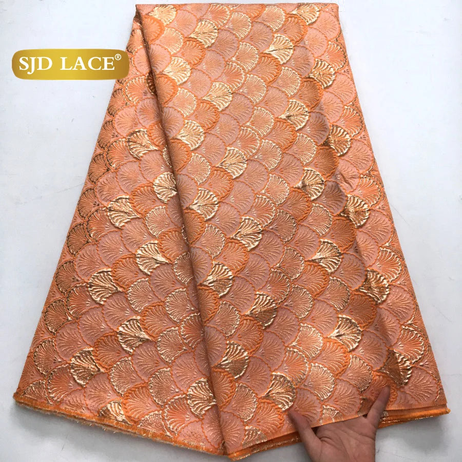 SJD LACE African Brocade Lace Fabrics Nigerian Damask 2025 Latest French Jacquard Gilded Women Lace for Wedding Dresses Sew 3466