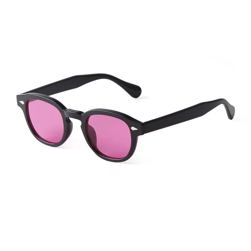 Vintage Fashion Shell Round Sunglasses Women Men 2024 Brand Design Retro Rivet Yellow Blue Lens Square Sun Glasses Female UV400