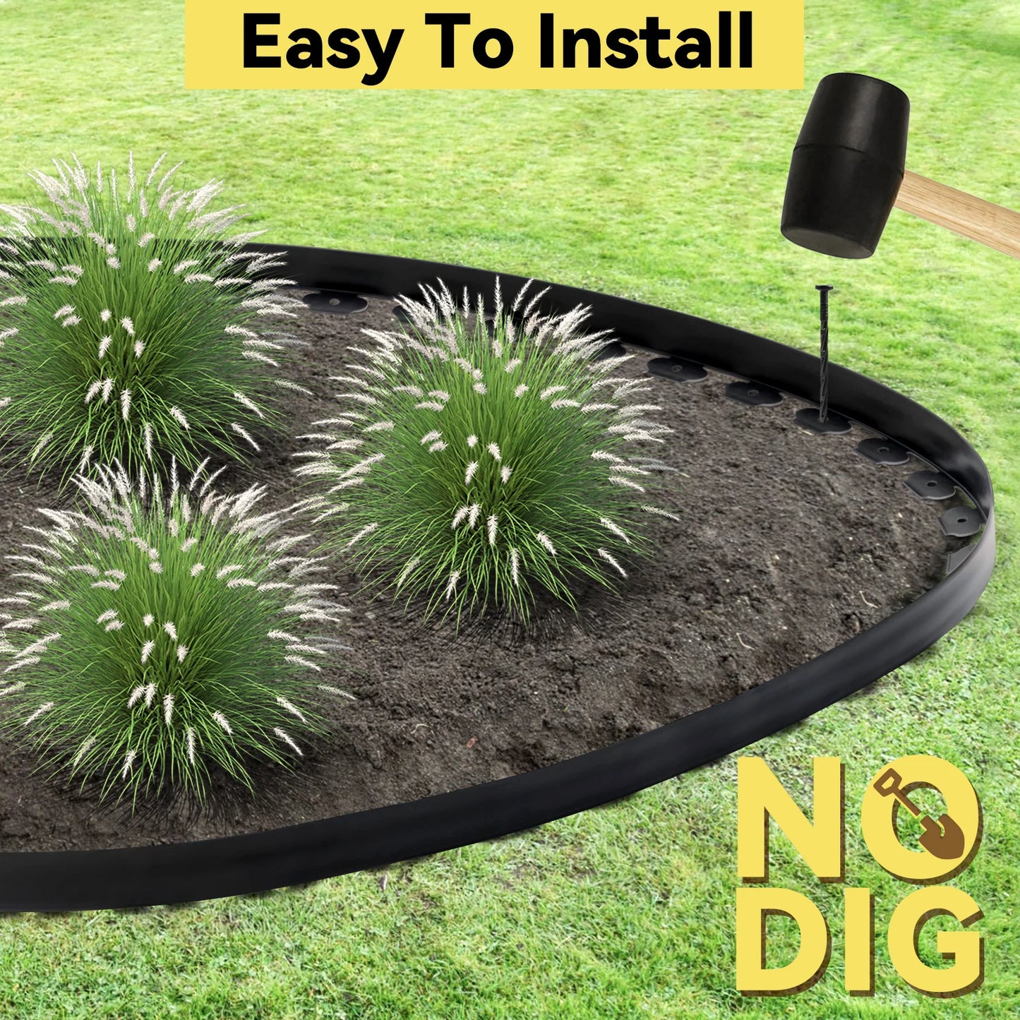 12M Fixed Garden Barrier Lawn Grass Plastic Edging Border Landscape Edging Garden Edge Kit With 60 Anchoring Spikes Easy Install