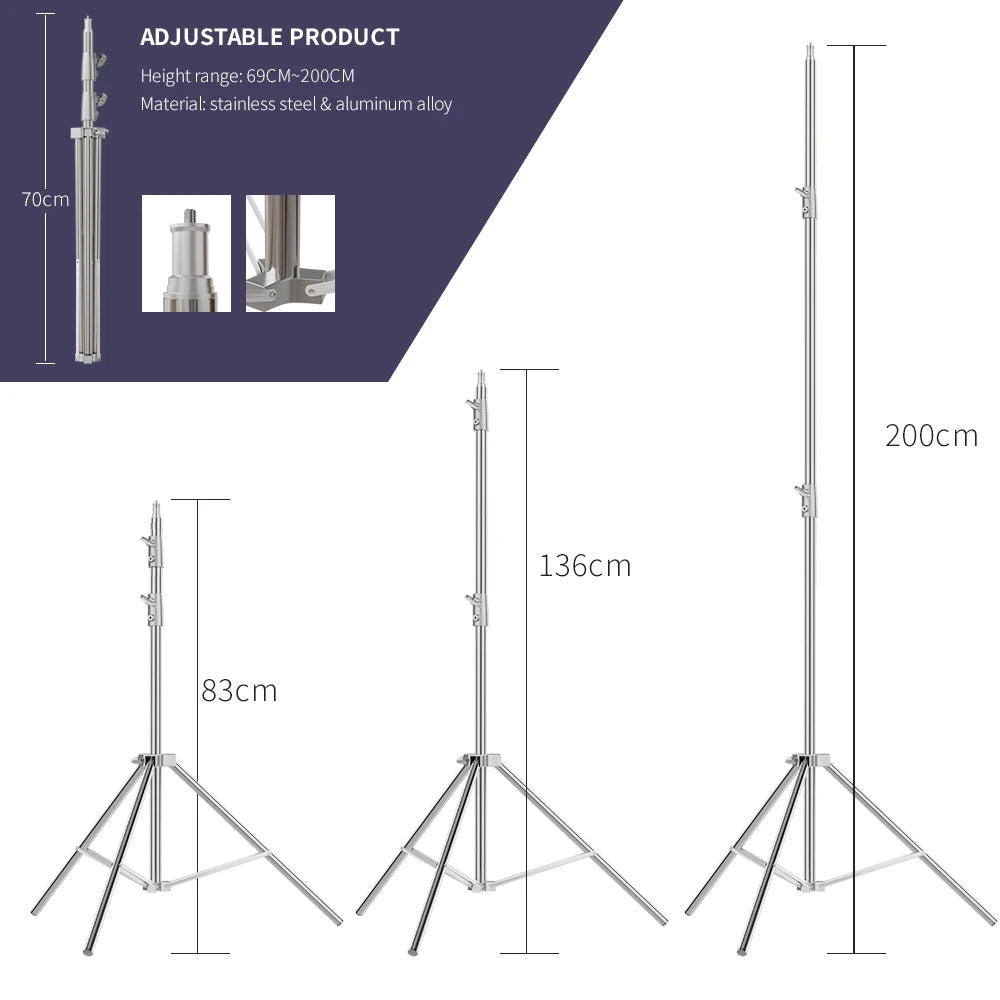 SH Extendable Tripod 190cm With 1/4 Screw&Wheels Bluetooth Remote For DSLR Camera Smartphone Fill Light Microphone Tripod