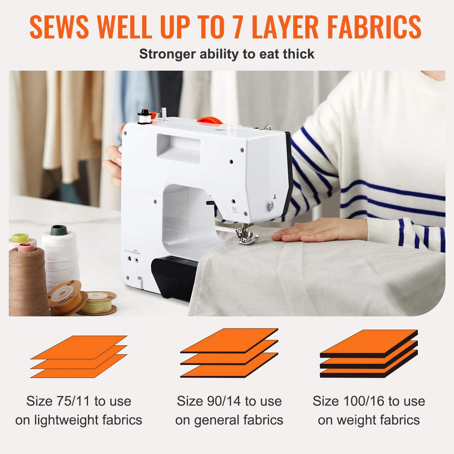 SucceBuy Sewing Machine Portable Dual Speed Home DIY 38 Built-in Stitches&Reverse Sewing Pedal Extension Table 42pcs Accessories