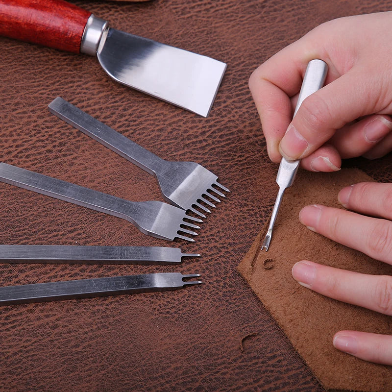 Leather Craft Tool Kit Leather Hand Sewing Repair Kit Stitching Punch Carving Work Groover Set DIY Tool Set Professional tools