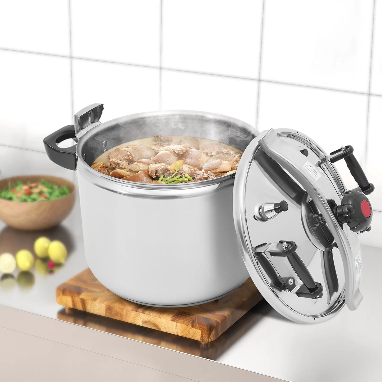 40L Stainless Steel Pressure Cooker 60Kpa, Explosion-proof Pressure Stewing Pot with Safety Valve for Restaurant Kitchen Use ﻿ ﻿
