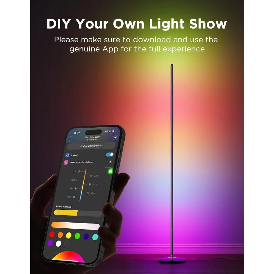 RGBIC Floor Lamp Basic LED Corner Lamp Works with Alexa 1000 Lumen Smart Modern Floor Lamp with Music Sync and 16 Million DIY C