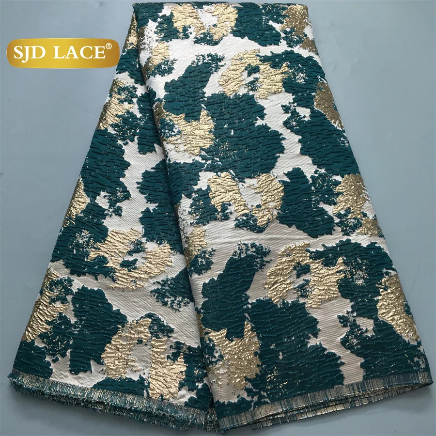SJD LACE African Lace Fabric 2026 High Quality French Gild Brocade Jacquard Lace Fabric For Women Wedding Party Dresses Sew 3464