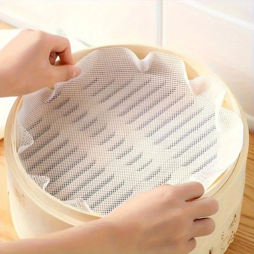 3pcs/set Reusable Silicone Non-Stick Steamer Liners, Round Steaming Mat for Bamboo Steamer Cooking, Heat Resistant Kitchen