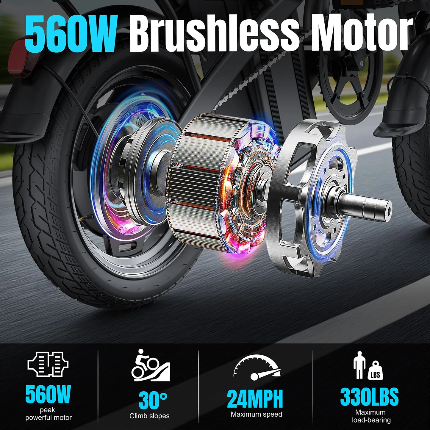 560W Adult Electirc Bikes,24MPH,48V10.4AH Removable Battery,14inch folding Electirc Bike,Multi-Shock Absorption Electirc Bicycle