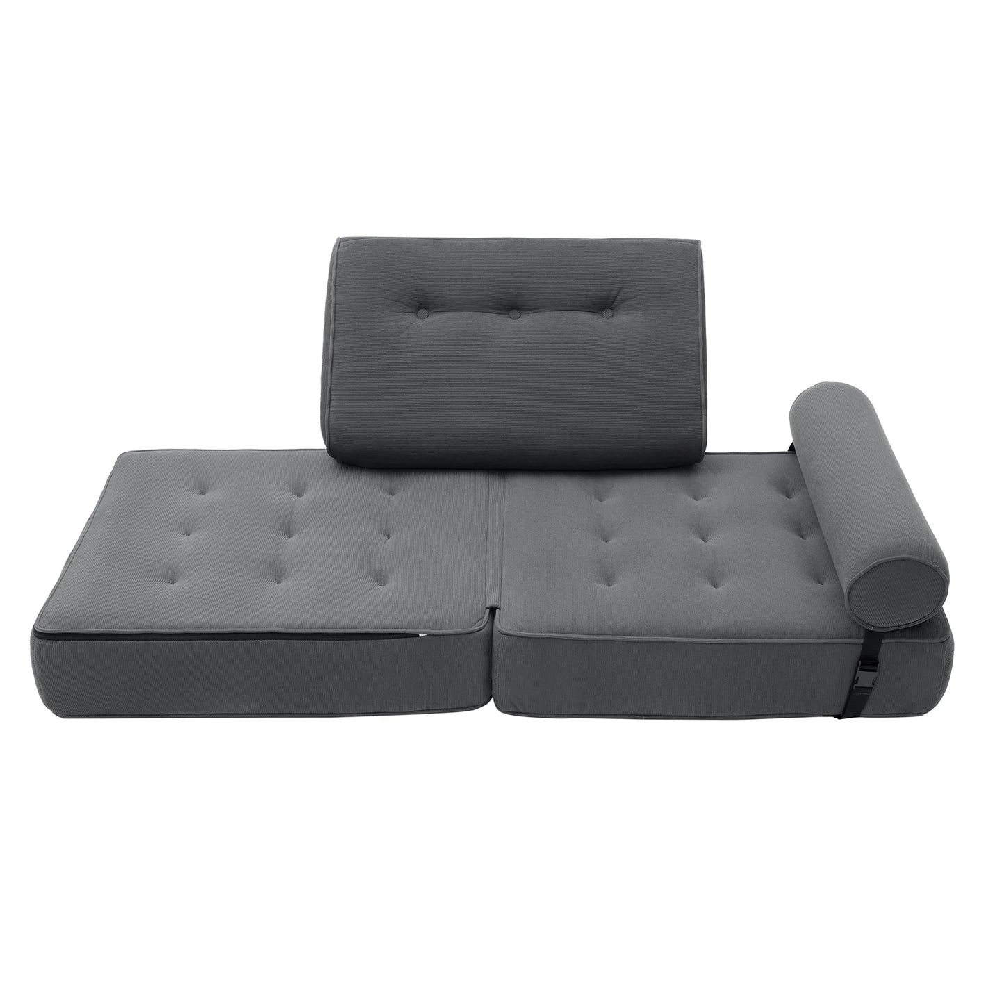 Folding Sofa Bed Couch Fold Out Chair Bed with Pillow, Convertible Sofa Bed Futon Sleeper Chair, Dark Gray