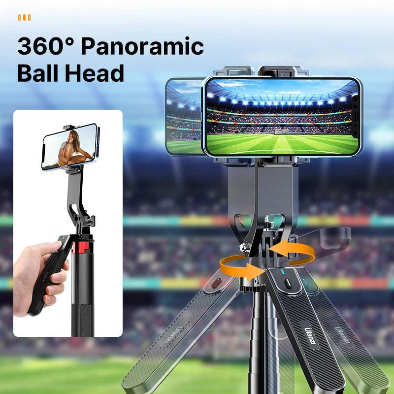 Ulanzi MA09 1.8M Bluetooth Remote Control Selfie Stick Tripod with 1/4" Screw 360° Rotatable Phone Stand for Live Streaming Vlog