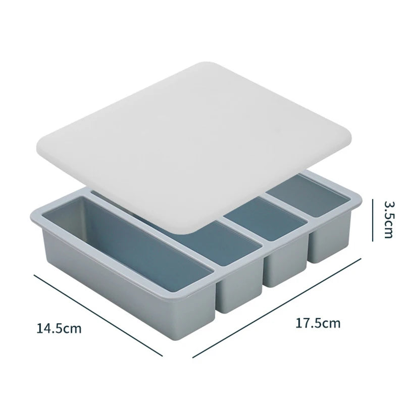 1Pc Giant Storage For Food Meal Sauce With Lid Silicone Freezer Trays Extra Large Soup Ice 4 Cubes Tray Food Freezing Molds