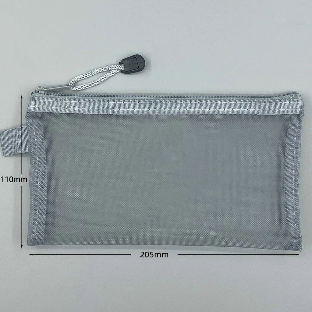 Transparent Mesh Pencil Case Large Capacity Storage Bag Nylon Zip Pencil Bag Office School Supplies Office Supplies