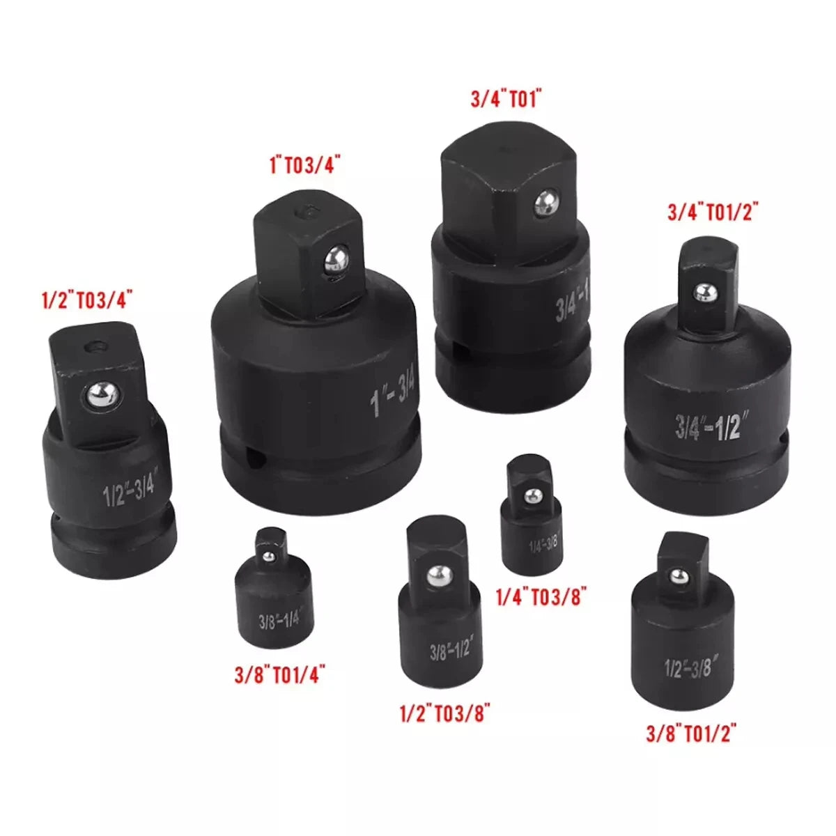 8 pcs/set Impact Socket Adapter, CR-V Socket Wrench Reducing Adapter, Drive Converter Kit, Hand Repair Tool Set Square Drive