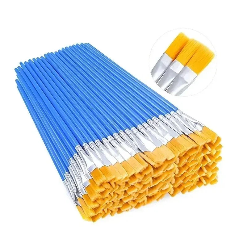 10Pcs Painting Brushes Set Art Round Flat Hair Nylon Hair Paint Brush for Oil Acrylic Watercolor Kids/Artists/Beginners/Students