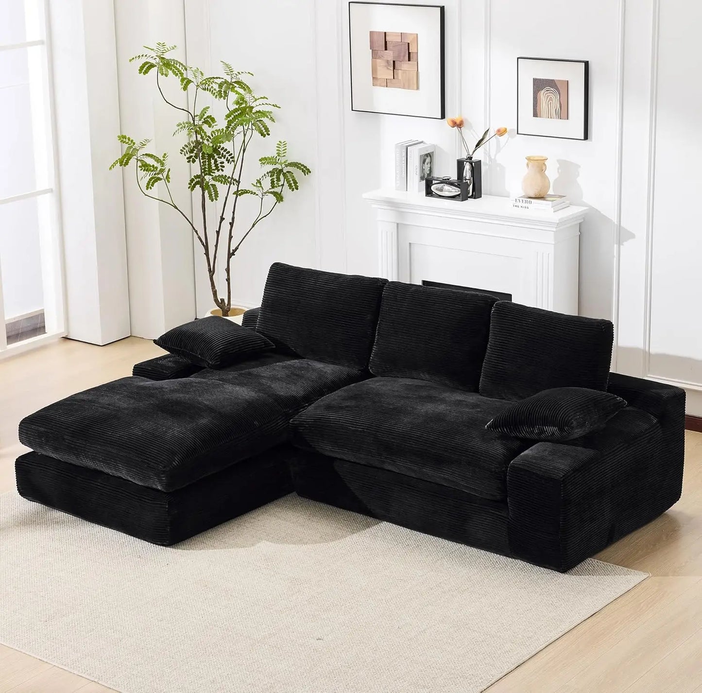98.4" Cloud Modular Sectional Couch with Chaise,L-Shaped Modern Upholstered Sofa with Deep Seat,Corduroy Sectional, Customized