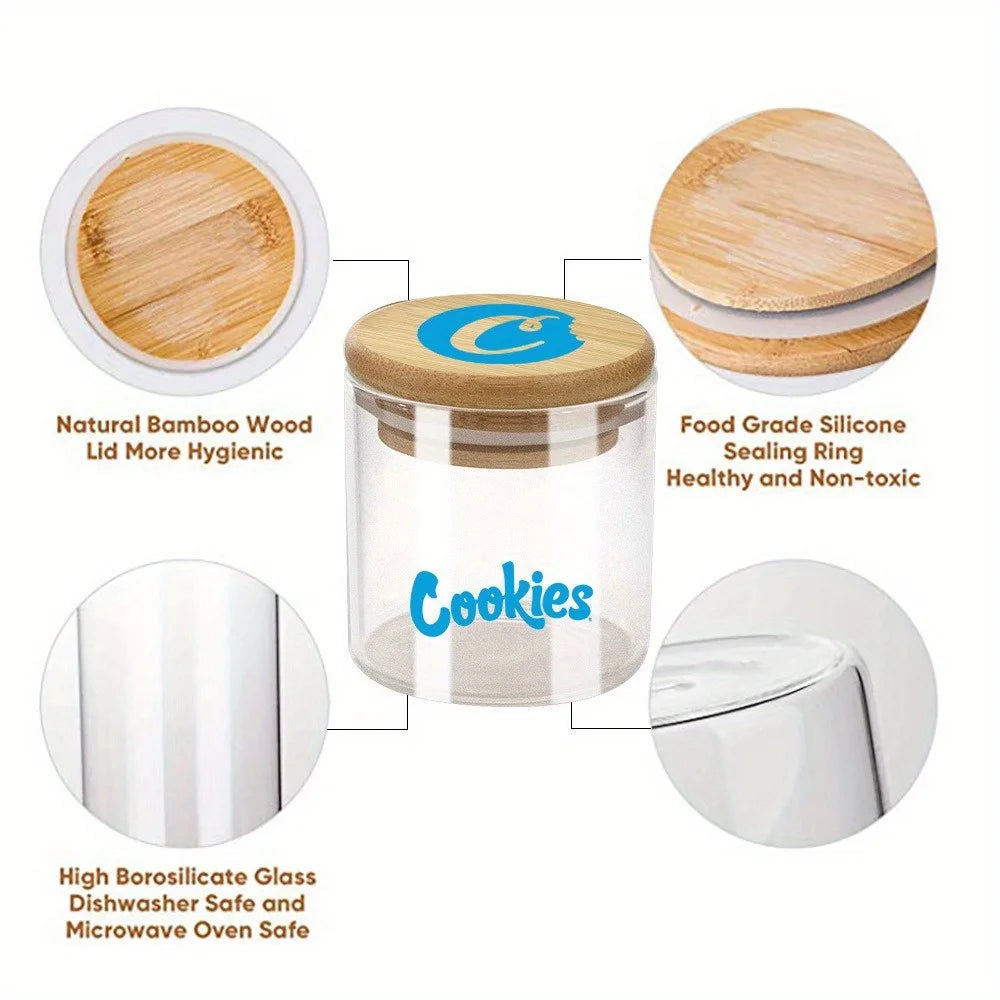 Glass Storage Jars with Airtight Bamboo Lid for Serving Tea, Coffee, Spice, Candy, Cookie Food Storage Containers