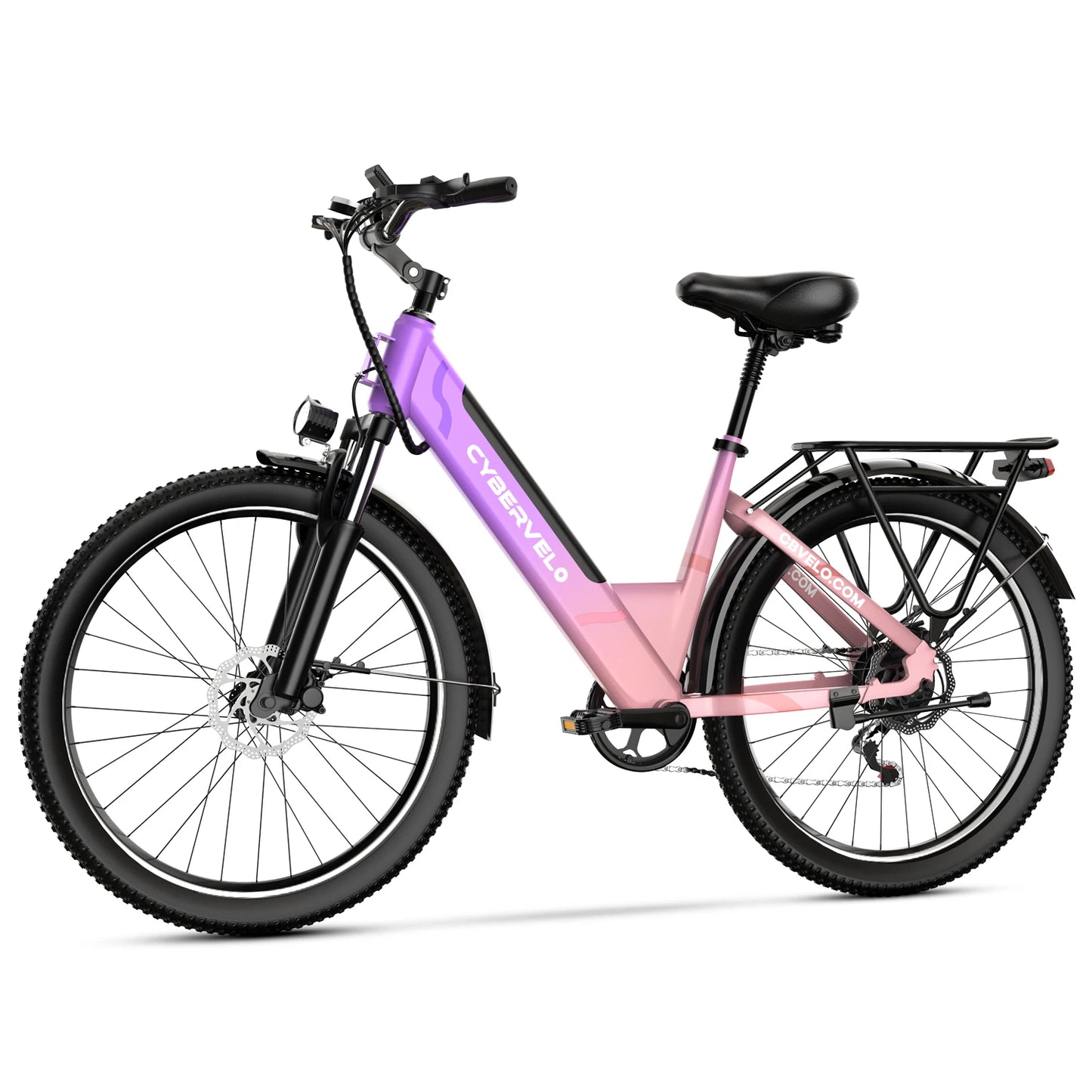 1000W Peak Electric Bike for Adults Cybervelo EK2 26" Step-Thru 14Ah Removable Battery 80Miles City Commuter Ebike