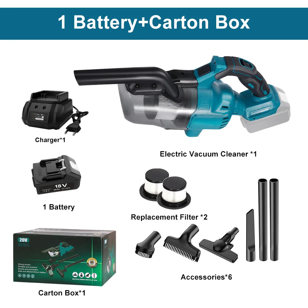 Electric Vacuum Cleaner Cordless Portable Handheld Power Vacuum Cleaner Multi-function Dust Cleaning Tool For Makita 18v Battery