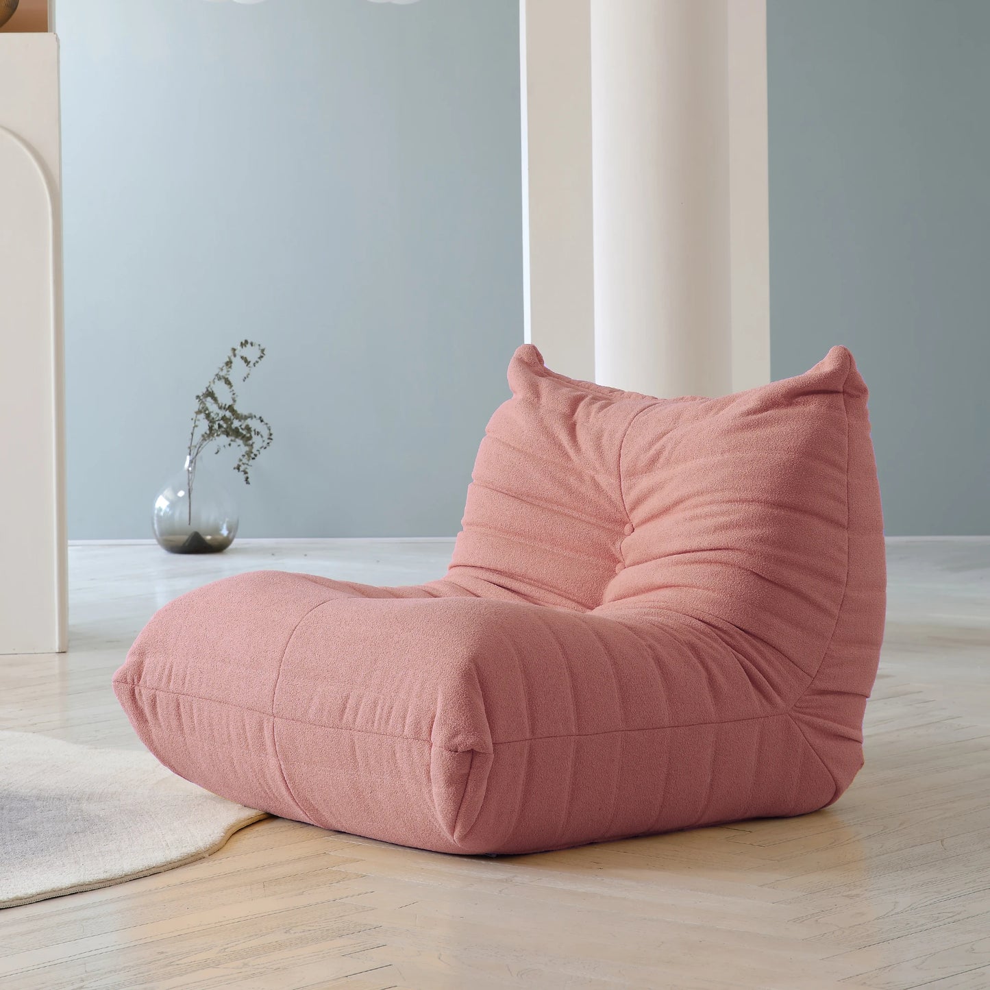 Teddy Fabric Bean Bag Sofas Comfy Lazy Floor Sofa Couch Soft Lounge Chairs Foam-Filled Accent Chair for Living Room Bedroom