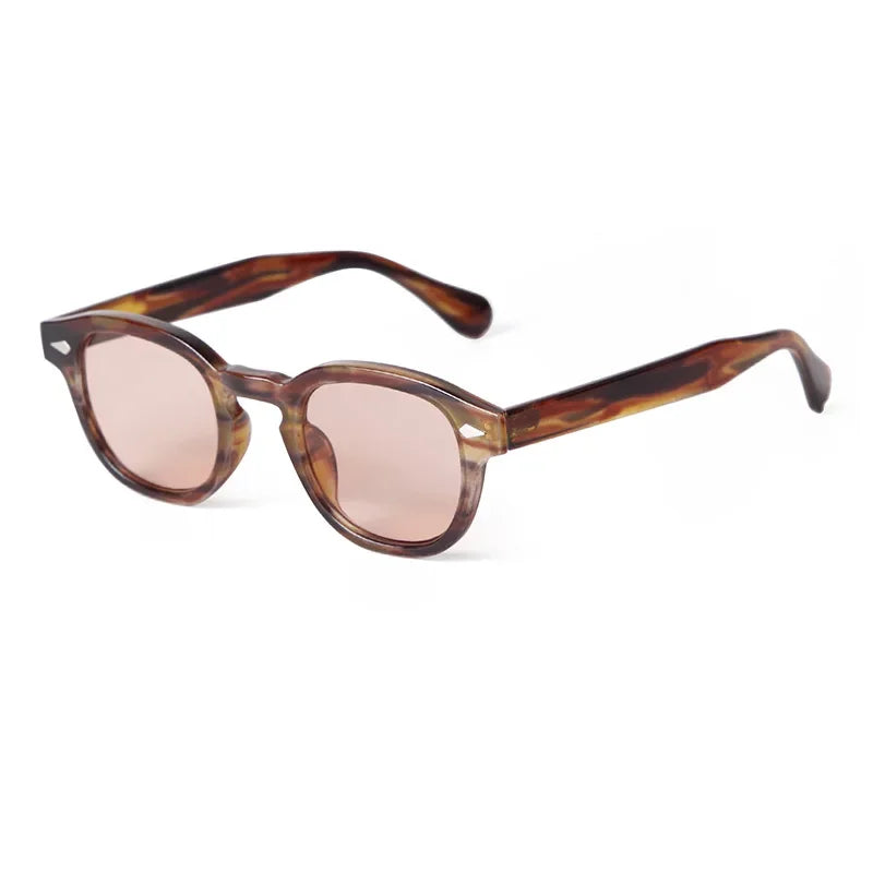 Vintage Fashion Shell Round Sunglasses Women Men 2024 Brand Design Retro Rivet Yellow Blue Lens Square Sun Glasses Female UV400