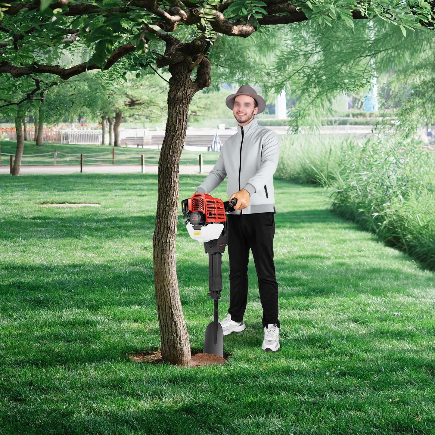 52cc Gas Powered Portable Garden Tree Digger 1900W 2-Stroke Tree Digging Machine Tree Excavator for Digging Root Cutting
